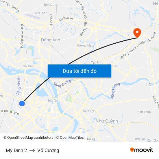 Mỹ Đình 2 to Võ Cường map