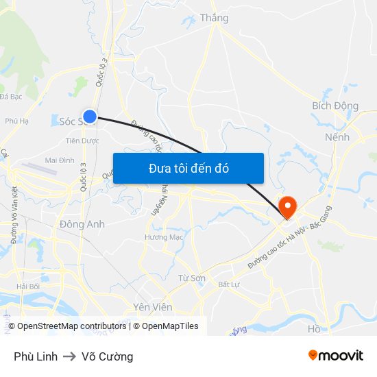 Phù Linh to Võ Cường map