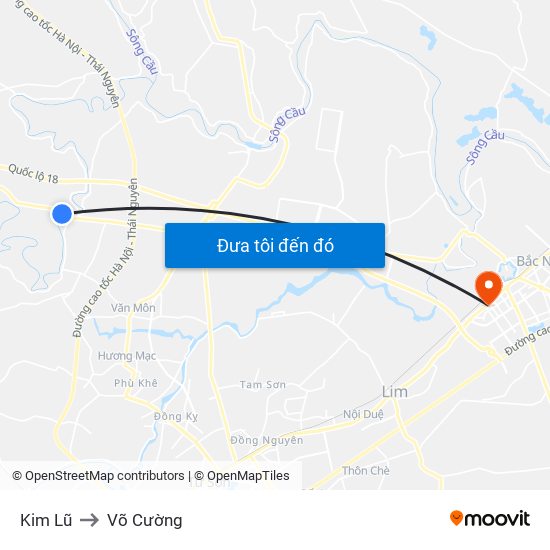 Kim Lũ to Võ Cường map