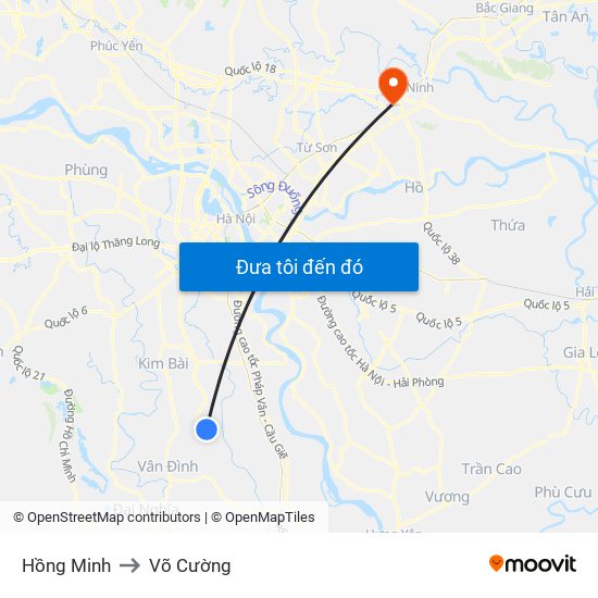 Hồng Minh to Võ Cường map