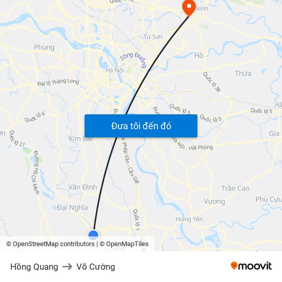 Hồng Quang to Võ Cường map