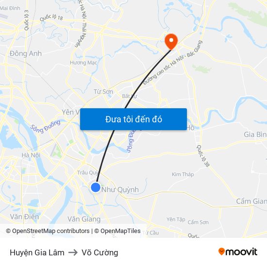 Huyện Gia Lâm to Võ Cường map