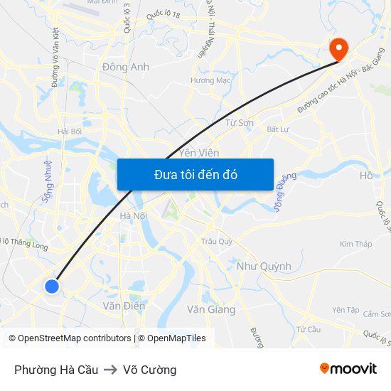 Phường Hà Cầu to Võ Cường map