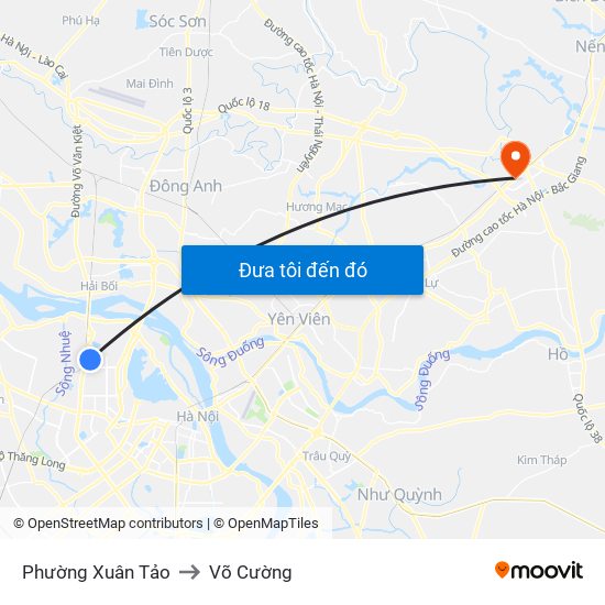 Phường Xuân Tảo to Võ Cường map