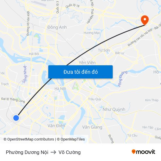 Phường Dương Nội to Võ Cường map