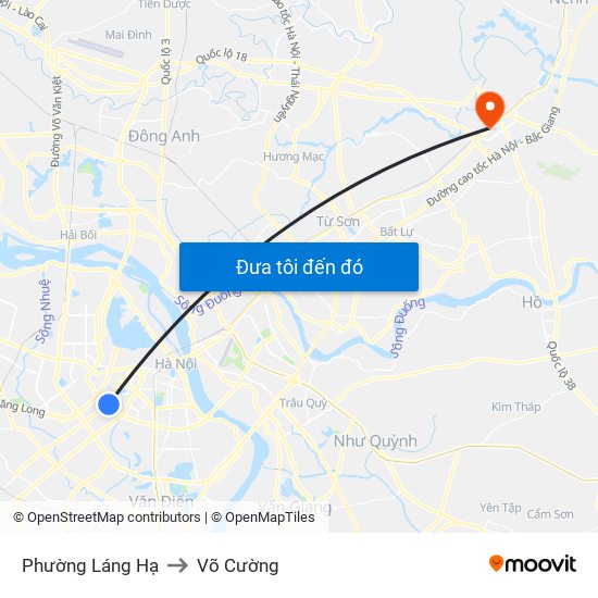 Phường Láng Hạ to Võ Cường map