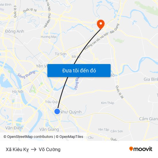 Xã Kiêu Kỵ to Võ Cường map