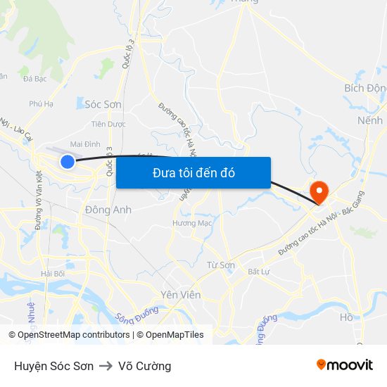 Huyện Sóc Sơn to Võ Cường map