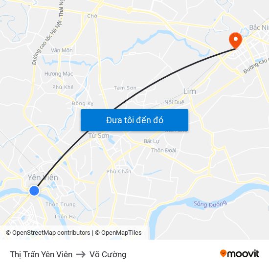 Thị Trấn Yên Viên to Võ Cường map