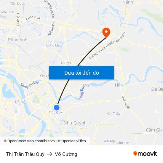 Thị Trấn Trâu Quỳ to Võ Cường map