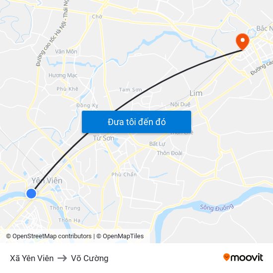 Xã Yên Viên to Võ Cường map