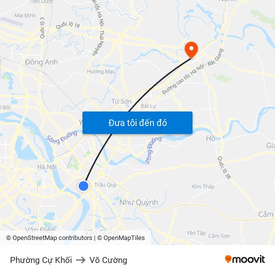 Phường Cự Khối to Võ Cường map