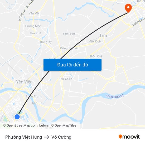 Phường Việt Hưng to Võ Cường map