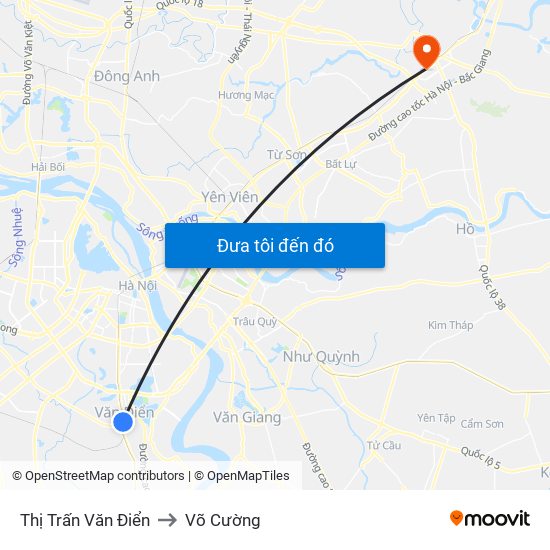 Thị Trấn Văn Điển to Võ Cường map