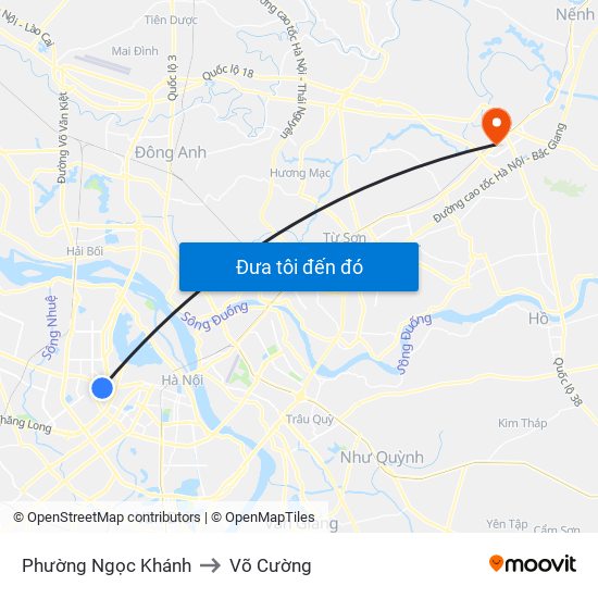 Phường Ngọc Khánh to Võ Cường map