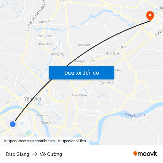 Đức Giang to Võ Cường map