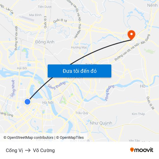 Cống Vị to Võ Cường map