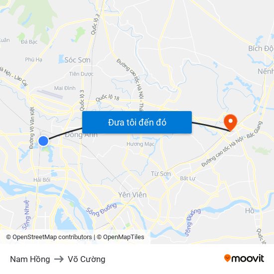 Nam Hồng to Võ Cường map