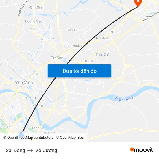 Sài Đồng to Võ Cường map