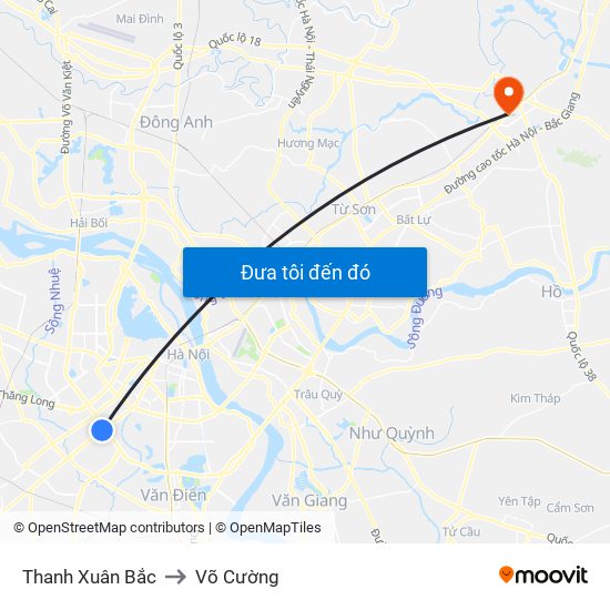 Thanh Xuân Bắc to Võ Cường map
