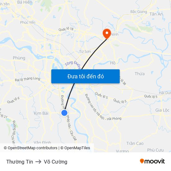 Thường Tín to Võ Cường map
