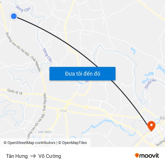 Tân Hưng to Võ Cường map