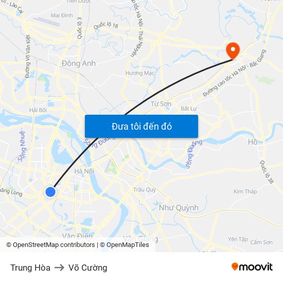 Trung Hòa to Võ Cường map