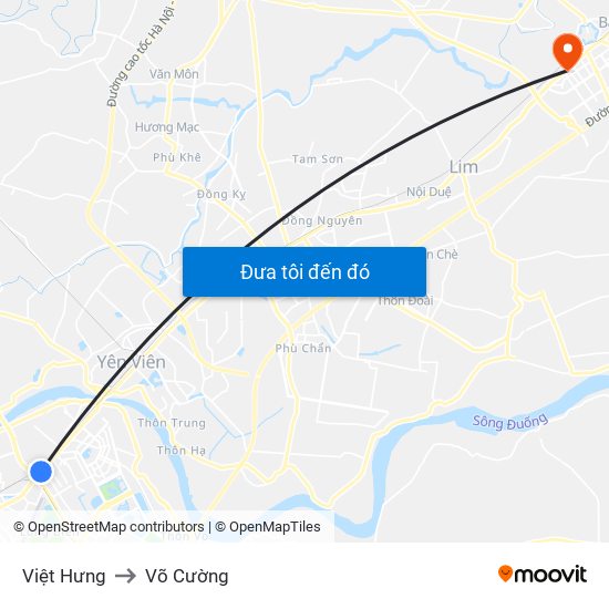 Việt Hưng to Võ Cường map