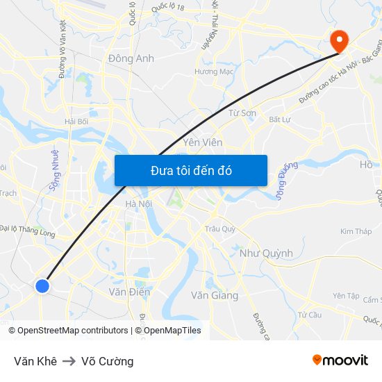 Văn Khê to Võ Cường map