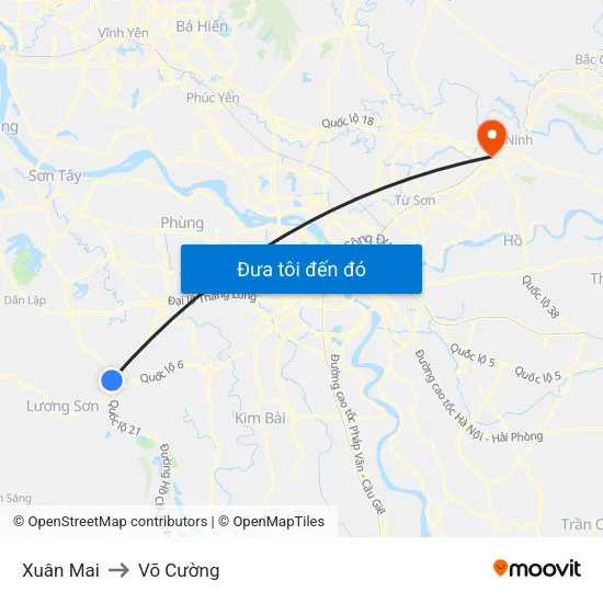 Xuân Mai to Võ Cường map