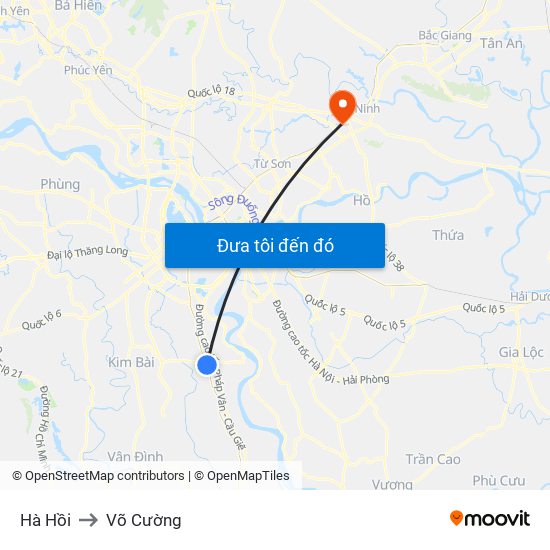 Hà Hồi to Võ Cường map