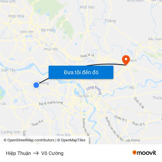 Hiệp Thuận to Võ Cường map