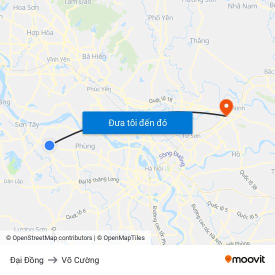 Đại Đồng to Võ Cường map