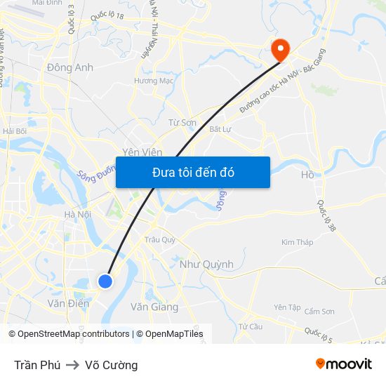 Trần Phú to Võ Cường map