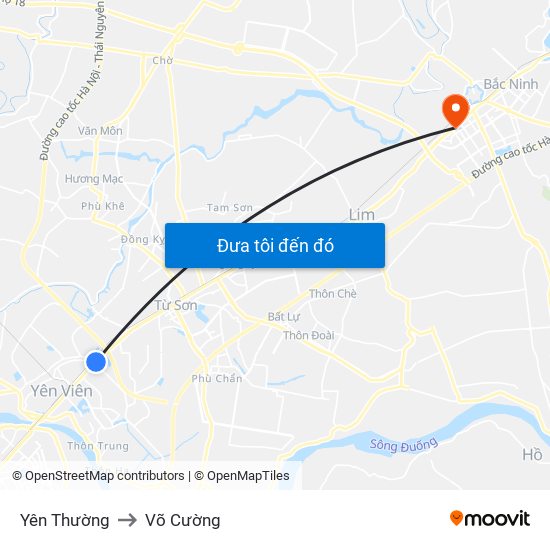 Yên Thường to Võ Cường map