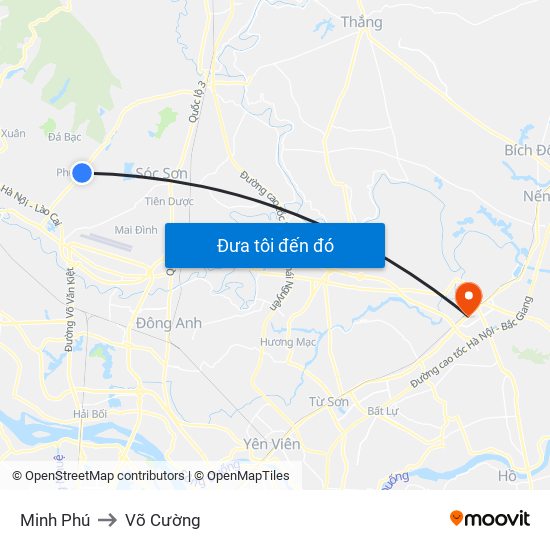 Minh Phú to Võ Cường map