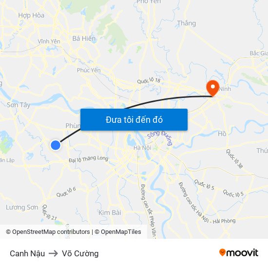 Canh Nậu to Võ Cường map