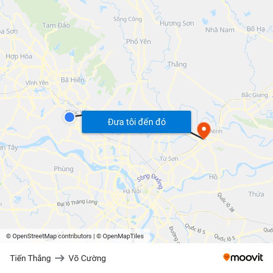 Tiến Thắng to Võ Cường map