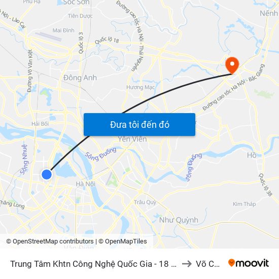 Trung Tâm Khtn Công Nghệ Quốc Gia - 18 Hoàng Quốc Việt to Võ Cường map