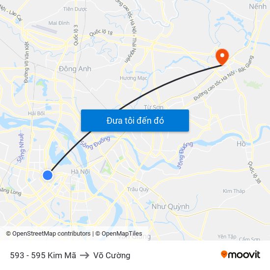 593 - 595 Kim Mã to Võ Cường map