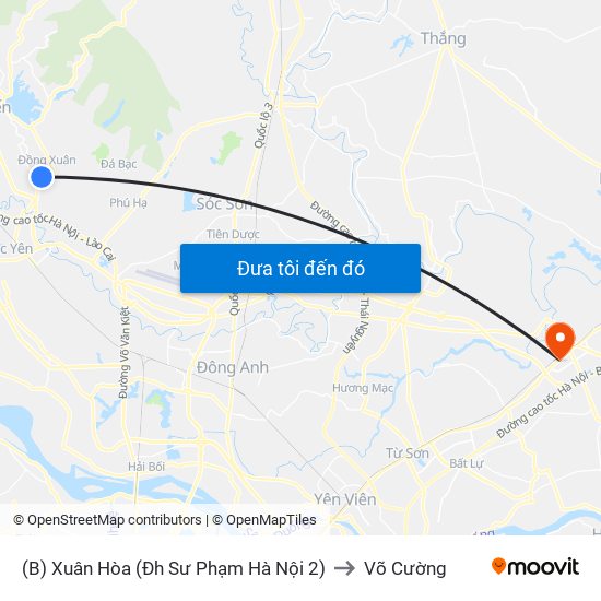 (B) Xuân Hòa (Đh Sư Phạm Hà Nội 2) to Võ Cường map