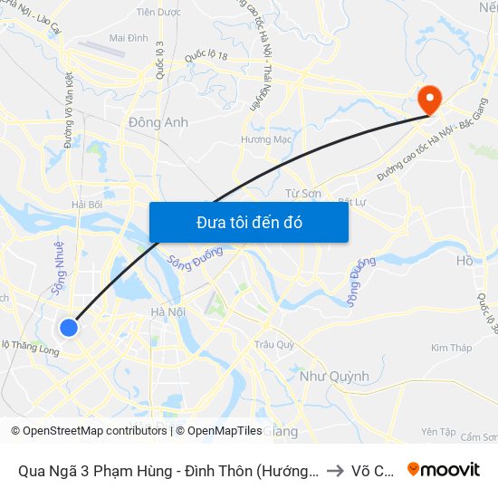 Qua Ngã 3 Phạm Hùng - Đình Thôn (Hướng Đi Phạm Văn Đồng) to Võ Cường map