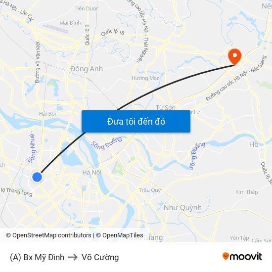 (A) Bx Mỹ Đình to Võ Cường map