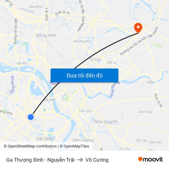 Ga Thượng Đình - Nguyễn Trãi to Võ Cường map