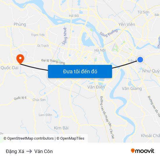 Đặng Xá to Vân Côn map