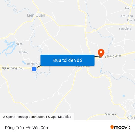 Đồng Trúc to Vân Côn map