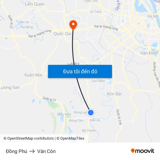 Đồng Phú to Vân Côn map