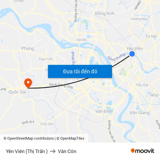 Yên Viên (Thị Trấn ) to Vân Côn map