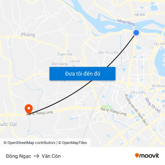 Đông Ngạc to Vân Côn map