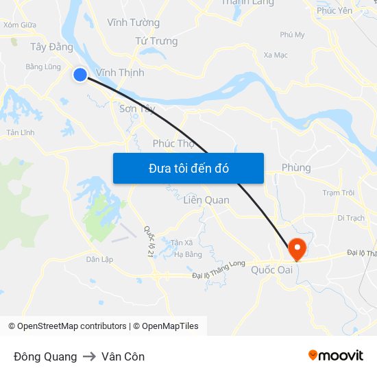 Đông Quang to Vân Côn map